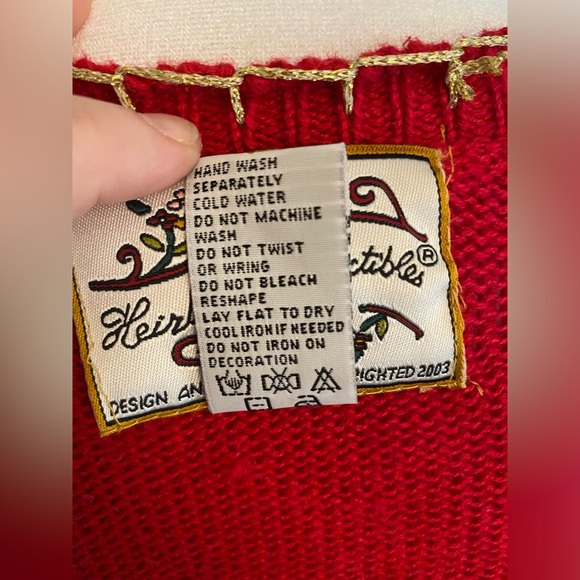 Vintage Christmas Patchwork Cardigan Heirloom Collectibles Ugly Sweater Sz S - Picture 12 of 12